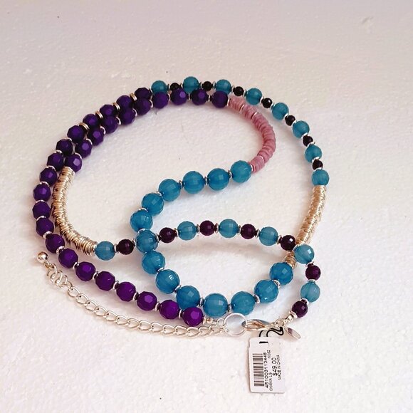 Chico's Chania Long Beaded Necklace 40" Multicolor Silver Tone New - Picture 1 of 10